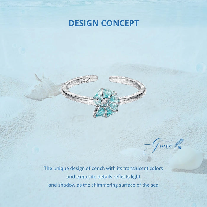 925 Sterling Silver Ocean Marine Life Seashell Theme Open Rings Collection On Sale