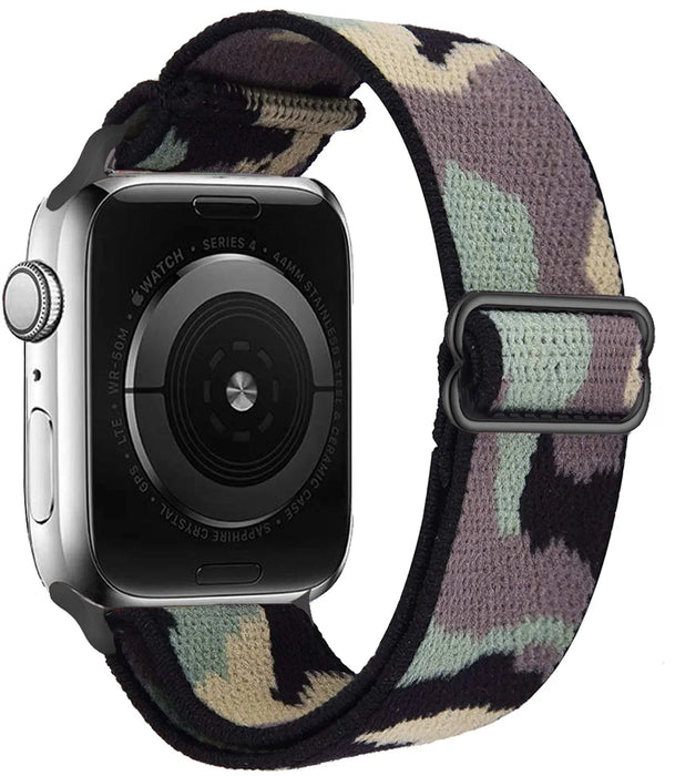 Camouflage Green Scrunchie Watch Strap For Apple Watch Band Series 49mm, 45mm, 44mm, 42mm, 41mm, 40mm, 38mm On Sale