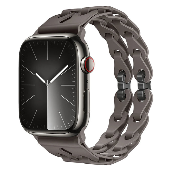 Dark Gray Bike Chain Link Silicone Watch Band for Apple Watch Compatible Models 38mm - 49mm On Sale