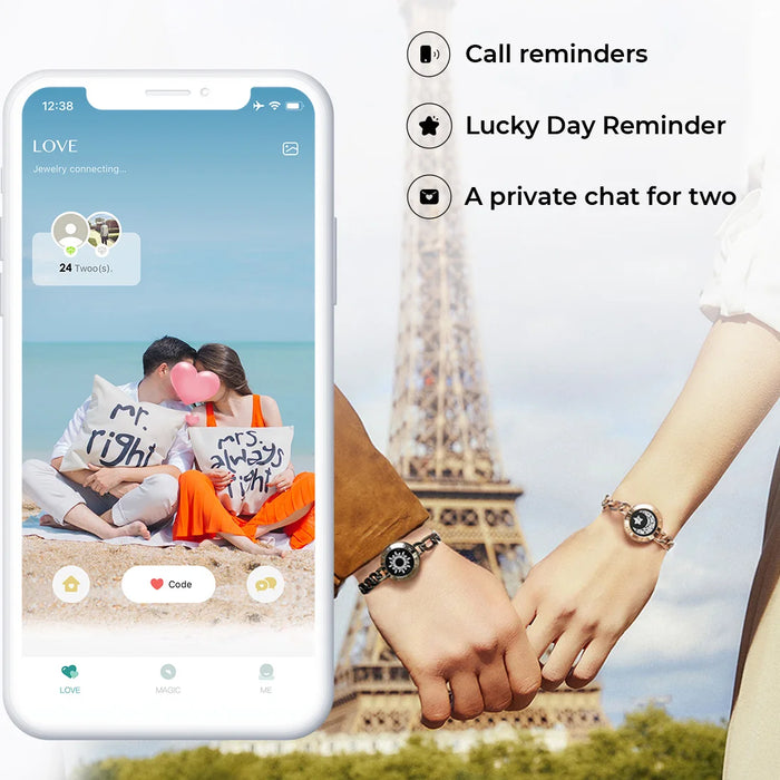 Smart App Connected Light Up Vibration Notification Bracelet Set For Couples On Sale