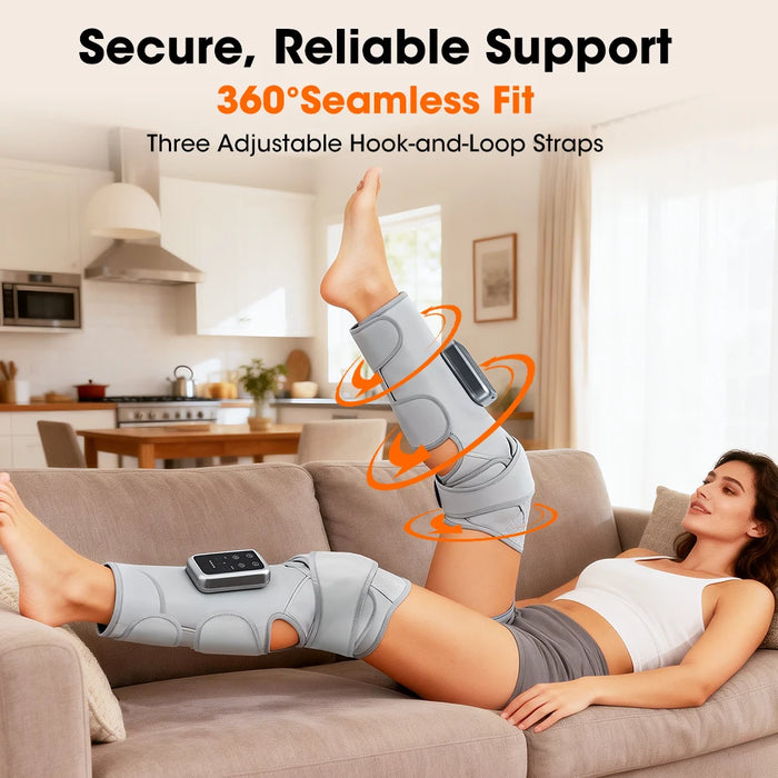 360° Cordless Air Compression Leg & Knee Massager with Heat, Rechargeable 3-Mode Calf Massage Wrap On Sale