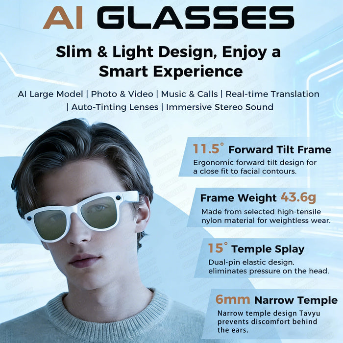 AI Smart Eyewear With Touch Control And Charging Case For Photo, Music, Calls, Hands-free video and Audio Recording On Sale