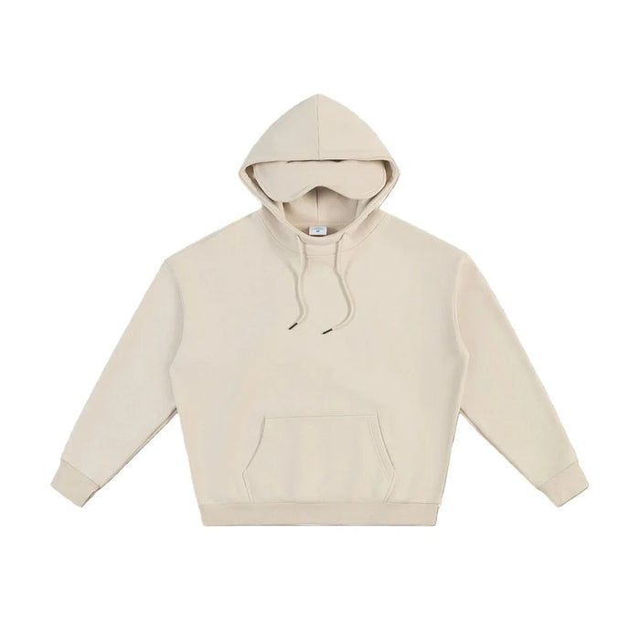 Unisex Plush Hoodie With Eye Mask Design In Beige On Sale