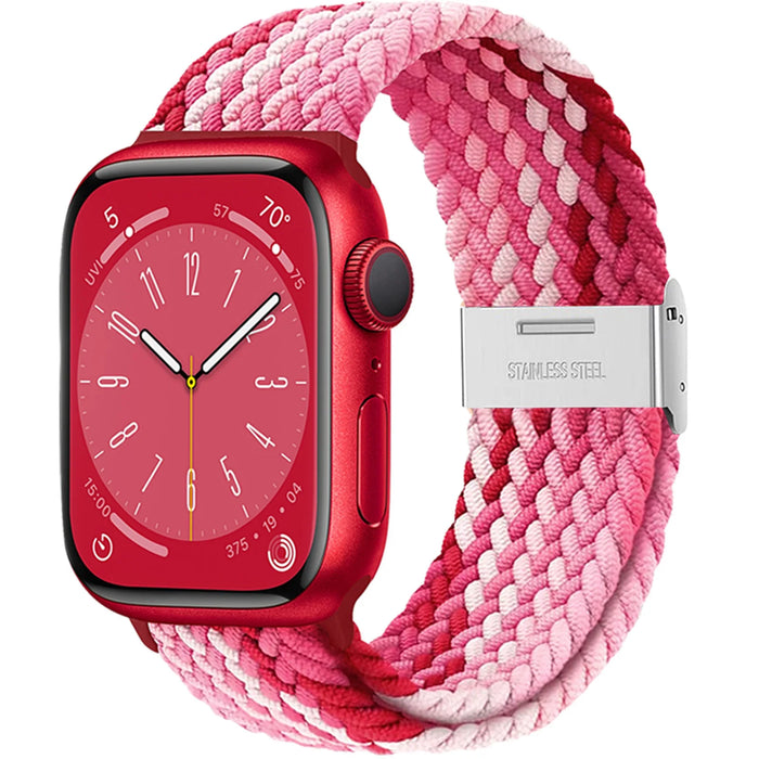 Strawberry Red Stretchable Braided Loop Apple Watch Bracelet For iWatch Series On Sale