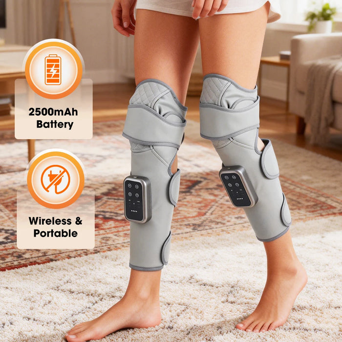 360° Cordless Air Compression Leg & Knee Massager with Heat, Rechargeable 3-Mode Calf Massage Wrap On Sale