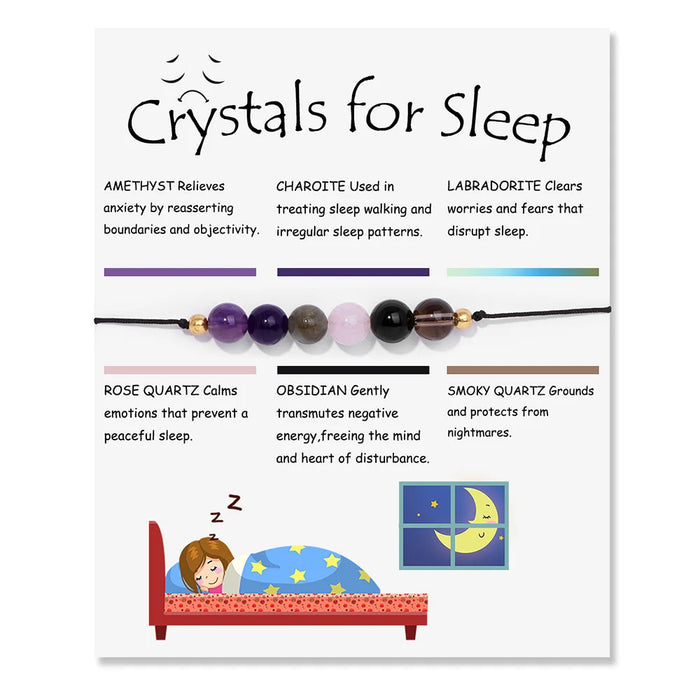 Smooth Round Natural Gem Stone Energy Bracelets for Sleep & Balance On Sale – Amethyst, Labradorite, Obsidian, Smoky Quartz, Rose Quartz