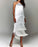 Metallic White Halter Neckline Sequin Tassel Fringe Layered Long Dresses On Sale