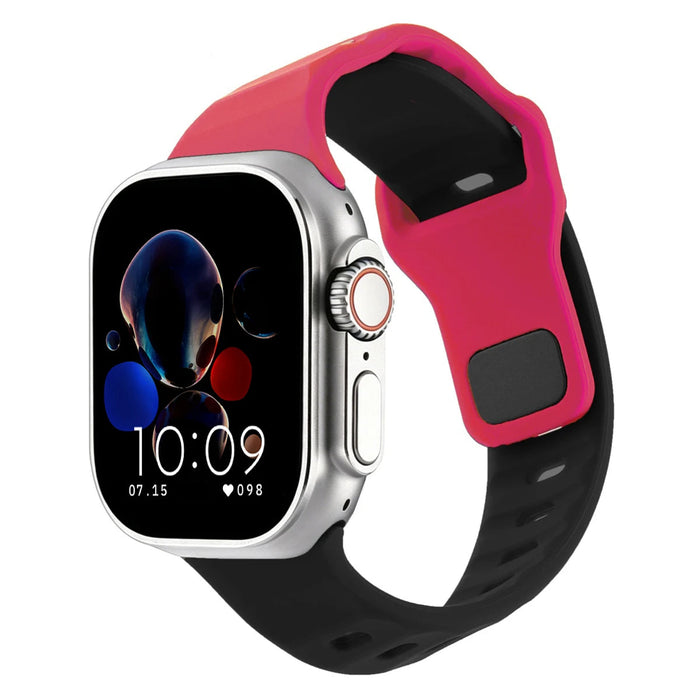 Red Black Two-Tone Irregular Shape Adjustable Silicone Sporty Watch Band Compatible with Apple Watch 38mm–49mm On Sale | Replacement Watch Band Compatible with Apple Watch Series 1–11, SE & Ultra 