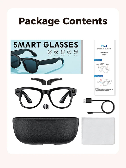AI Smart Eyewear With Touch Control And Charging Case For Photo, Music, Calls, Hands-free video and Audio Recording On Sale