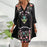 Black Bohemian Style Floral Printed Sleeve Lace Dress On Sale