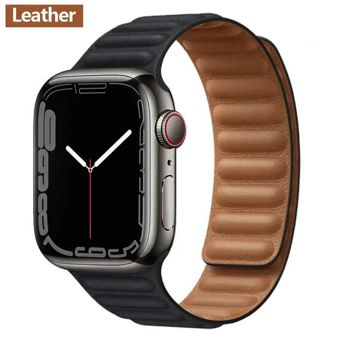 Midnight Leather Link Magnetic Loop Apple Watch Band On Sale