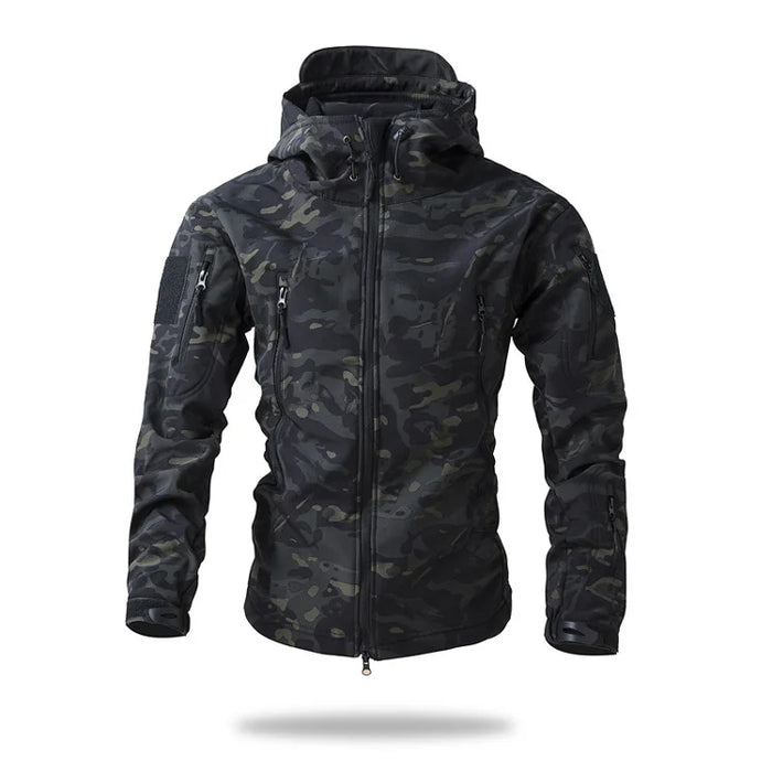 Men’s Waterproof Softshell Jacket with Fleece Lining – Hooded Outdoor Camouflage Coat On Sale