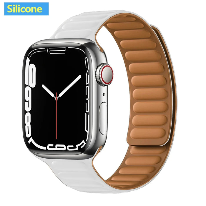 White Silicone Link Magnetic Loop Apple Watch Band On Sale