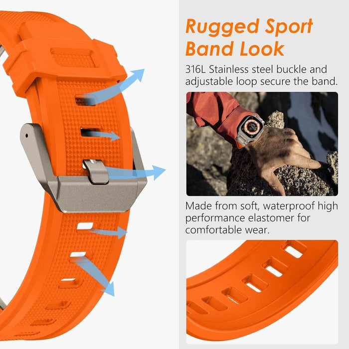 316L Stainless Steel Connectors Adjustable Loop Rugged Sports Bands For Apple Watch Strap Series 42mm, 44mm, 45mm, 46mm, 49mm On Sale