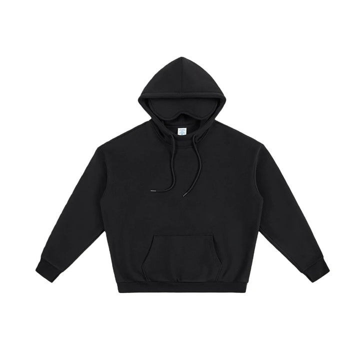 Unisex Plush Hoodie With Eye Mask Design In Black On Sale
