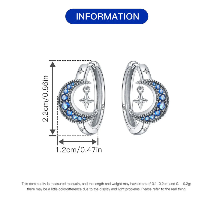 925 Sterling Silver Dreamy Celestial Elegance Star & Moon Hoop Earrings On Sale 