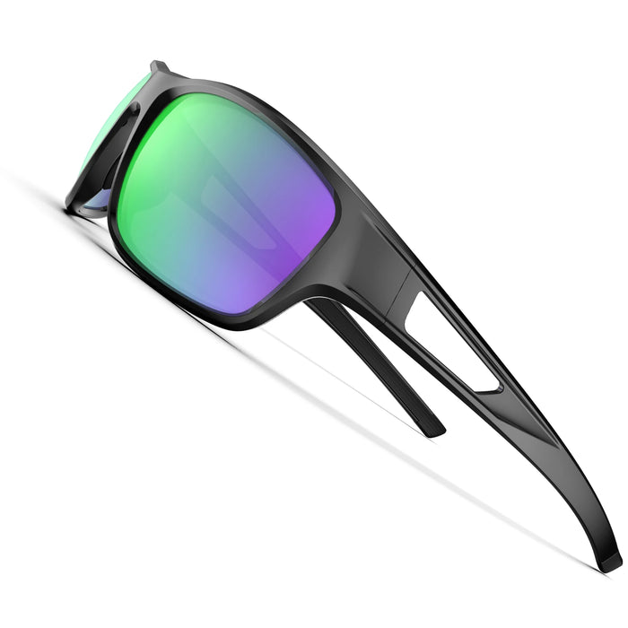 Black Green Ultra Lightweight Frame Polarized Sports UV400 Sunglasses On Sale