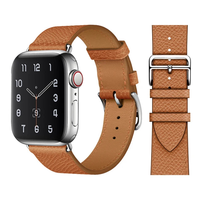 Lichee Brown Genuine Leather Loop Apple Watch Band For iWatch Series On Sale 