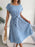 Light Blue Floral Printed A-Line Vintage Style Chiffon Temperament Dress On Sale