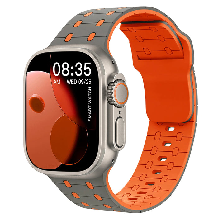 Gray Orange Textured Silicone Sport Watch Band Compatible With Apple Watch 38mm 40mm 41mm 42mm 44mm 45mm 46mm 49mm (Series 3–11, SE & Ultra) On Sale