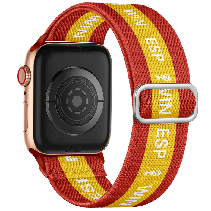Spain flag soccer series nylon stretch adjustable watch band compatible with Apple Watch 38mm-49mm On Sale