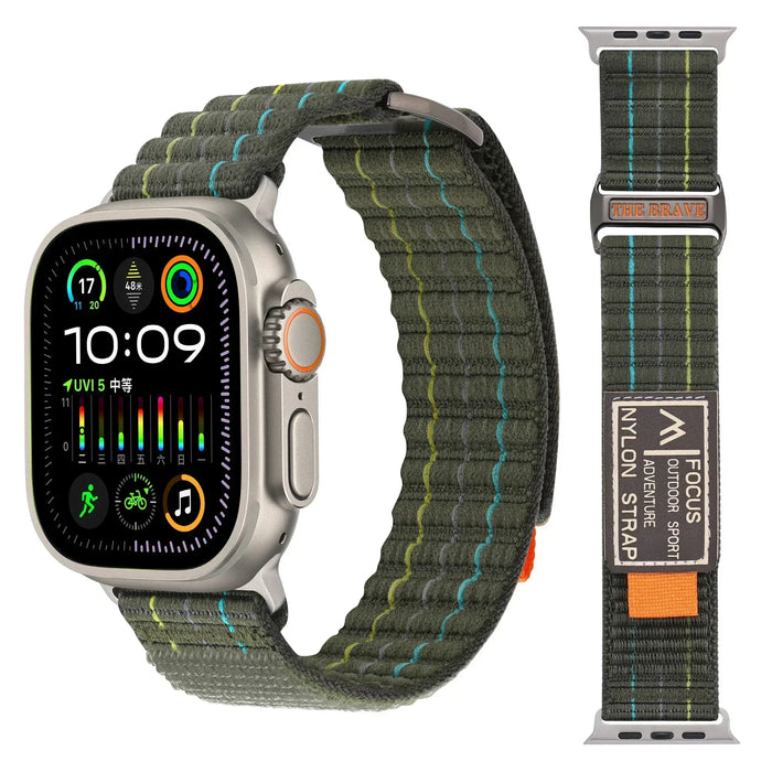 Green Outdoor Sport Adventure Nylon Trail Loop Strap Collection for Apple Watch Band Ultra, 49mm, 46mm, 45mm,  42mm, 41mm, 40mm, 38mm On Sale