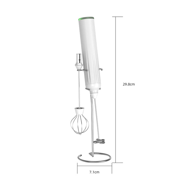 3-Speed Rechargeable Wireless White Milk Frother Whisk On Sale