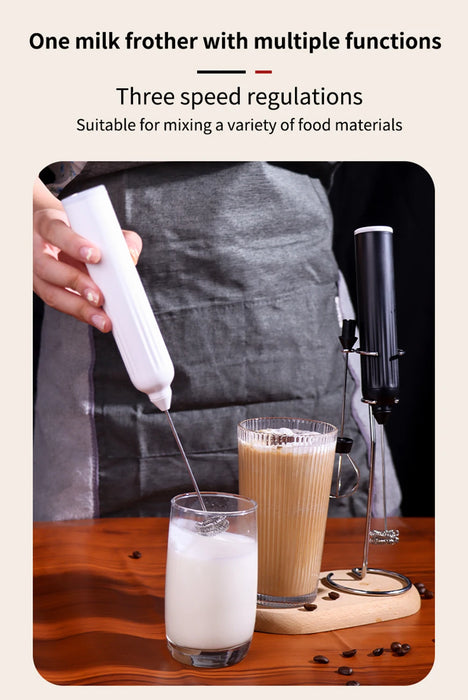 3-Speed Rechargeable Wireless Milk Frother Whisk On Sale