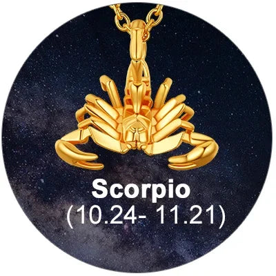 12 Horoscope Scorpio Zodiac 18K Gold Plated 3D Charm Pendant Necklaces On Sale