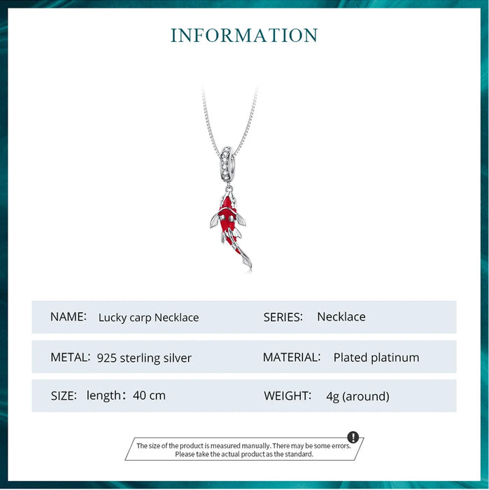 925 Sterling Silver Plated White Gold Lucky Red Koi Fish Charm Necklace On Sale