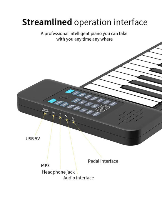 88-Key Foldable Roll-Up Digital Piano Keyboard with Rechargeable Battery, Bluetooth MIDI, 128 Tones & Rhythms On Sale