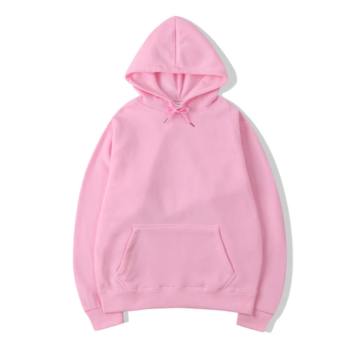Super Comfy Pink Solid Color Pullover Hoodie Unisex Casual Streetwear Sweatshirt On Sale