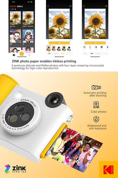 Kodak Smile+ 10MP Wireless Digital Instant Camera With Zink Inkless Printing On Sale