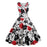 Red Floral Vest V-neck Knee-length Vintage Style Party Dress On Sale