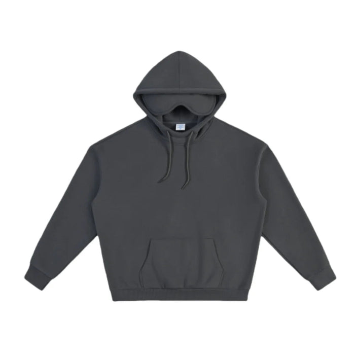 Unisex Plush Hoodie With Eye Mask Design In Gray On Sale