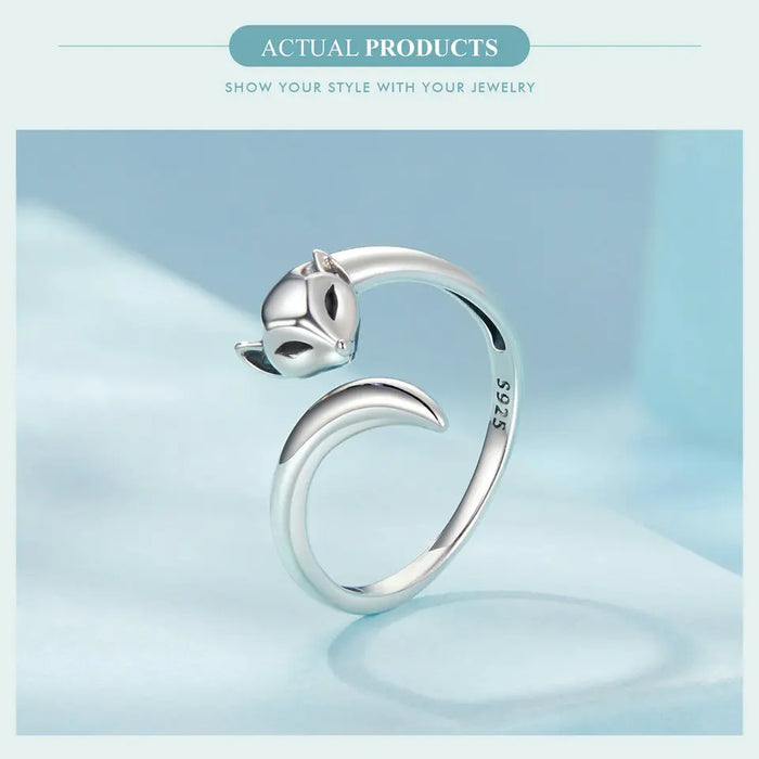 925 Sterling Silver Fox Open Rings On Sale