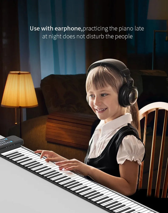 88-Key Foldable Roll-Up Digital Piano Keyboard with Rechargeable Battery, Bluetooth MIDI, 128 Tones & Rhythms On Sale