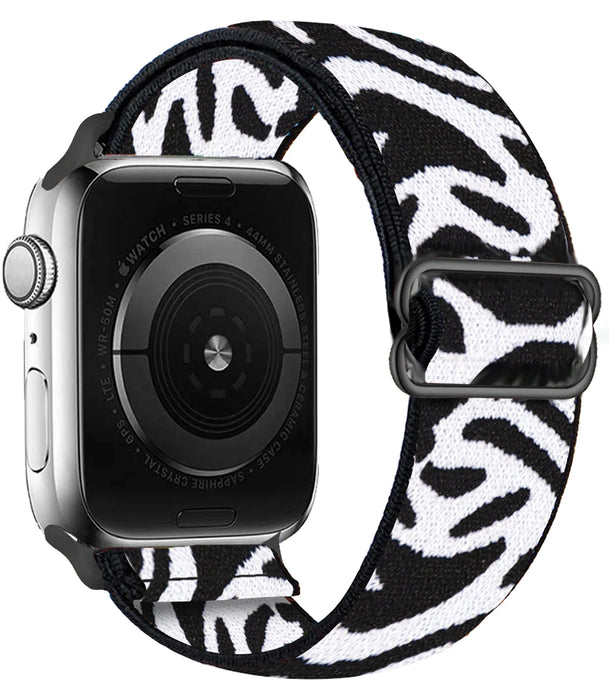 Zebra White Scrunchie Watch Strap For Apple Watch Band Series 49mm, 45mm, 44mm, 42mm, 41mm, 40mm, 38mm On Sale