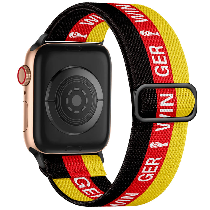 Germany flag soccer series nylon stretch adjustable watch band compatible with Apple Watch 38mm-49mm On Sale