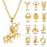 12 Horoscope Zodiac 18K Gold Plated 3D Charm Pendant Necklaces On Sale