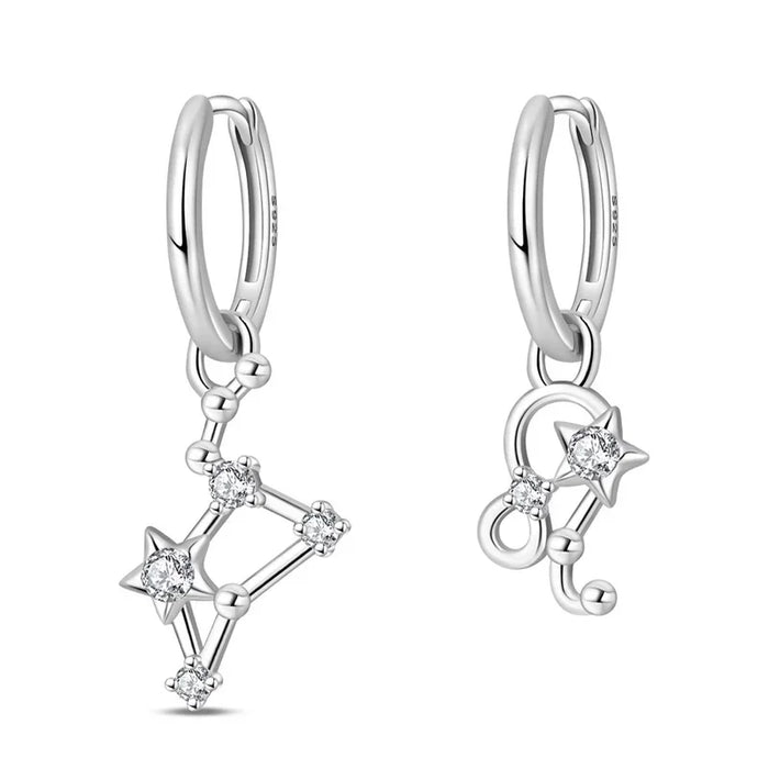 12 Constellation 925 Sterling Silver Leo Hoop Earrings Timeless Zodiac Elegance On Sale