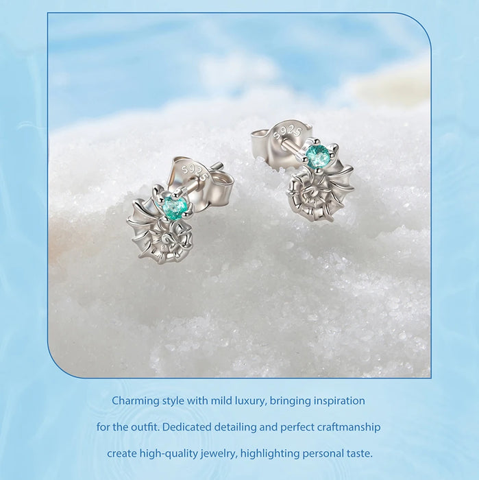 925 Sterling Silver Ocean Marine Life Theme Seashell Stud Earrings Collection On Sale