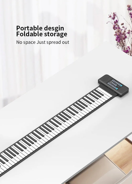 88-Key Foldable Roll-Up Digital Piano Keyboard with Rechargeable Battery, Bluetooth MIDI, 128 Tones & Rhythms On Sale