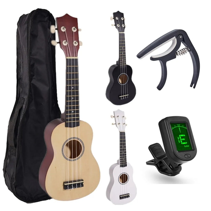 21 Inch Soprano Ukulele with Gig Bag, Tuner And Capo Beginner Acoustic Ukulele Set On Sale