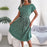 Green Floral Printed A-Line Vintage Style Chiffon Temperament Dress On Sale