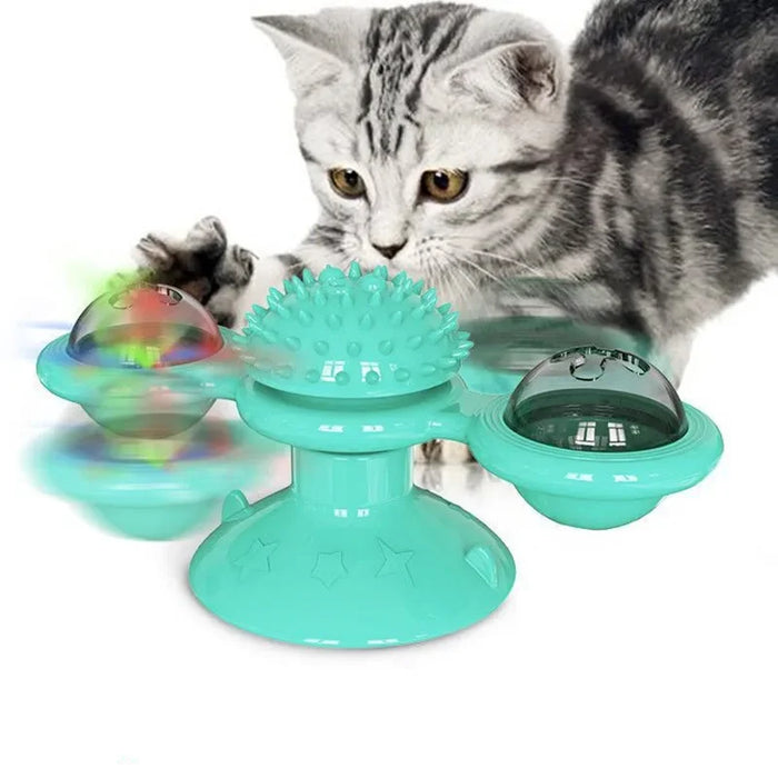 Blue Turn The Windmill Interactive Cat Game Toy On Sale