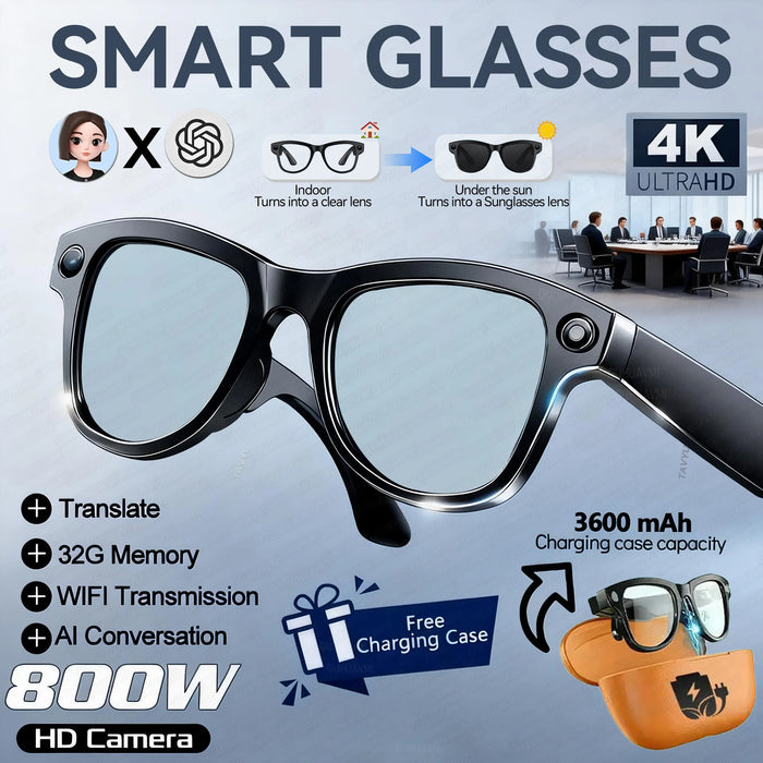 AI Smart Eyewear With Touch Control And Charging Case For Photo, Music, Calls, Hands-free video and Audio Recording On Sale