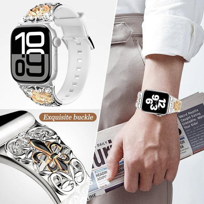 12 Constellations Silicone Sport Watch Band With Stainless Steel Zodiac Symbol Detail Compatible with Apple Watch Series 1–11, SE, Ultra, and Ultra 2 On Sale