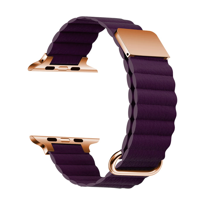 Purple Leather Magnetic Loop Apple Watch Ultra Band 38mm, 40mm, 42mm, 44mm, 45mm, 46mm, 49mm On Sale