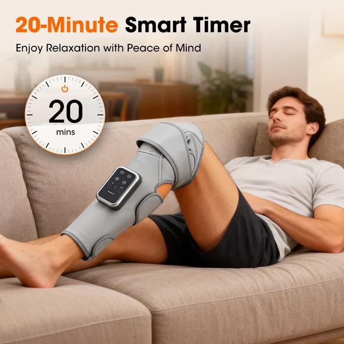360° Cordless Air Compression Leg & Knee Massager with Heat, Rechargeable 3-Mode Calf Massage Wrap On Sale